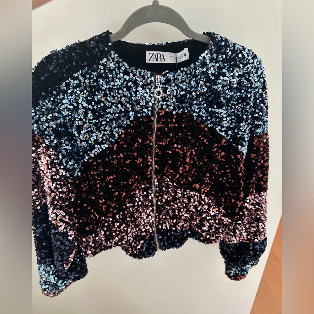 Zara sequin bomber - NWT